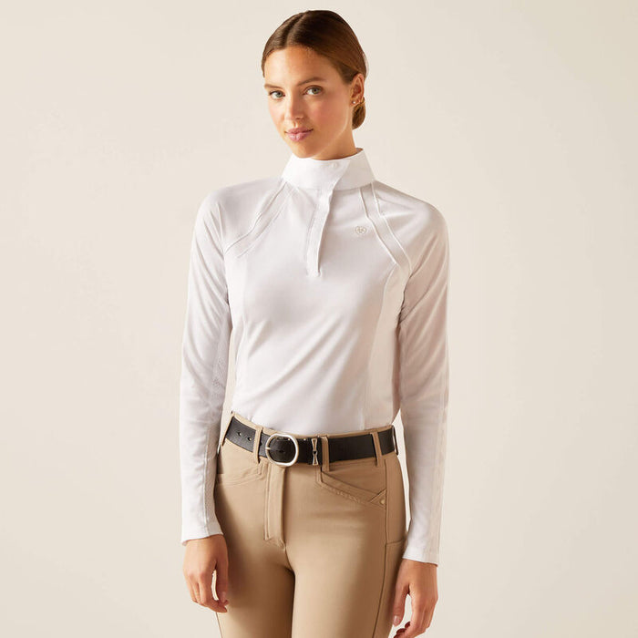 Ariat Women's Sunstopper 3.0 Long Sleeve Show Shirt - White - Vision Saddlery