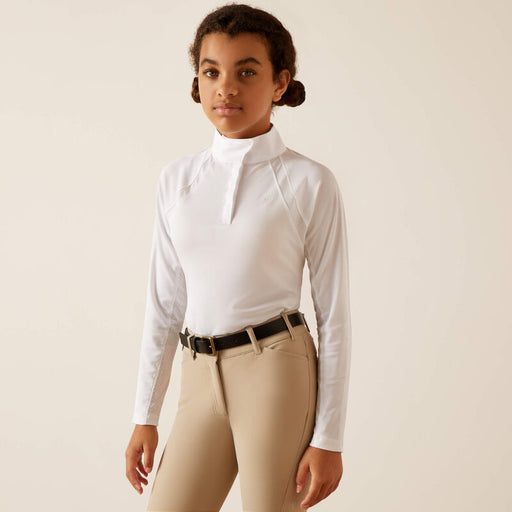 Ariat Youth Sunstopper 3.0 Long Sleeve Show Shirt - WHITE - Vision Saddlery