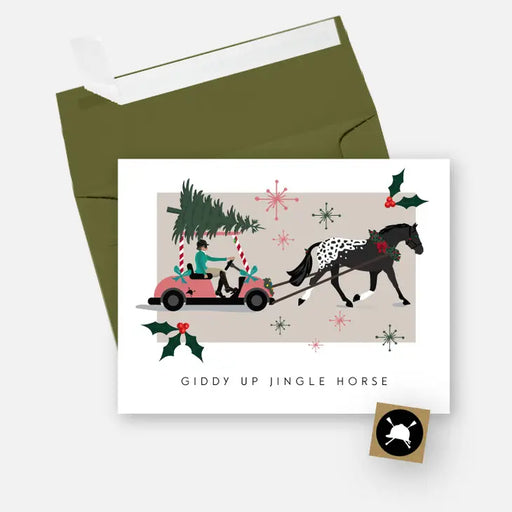 Hunt Seat Paper Co. "Giddy Up Jingle Horse" Christmas Card - Vision Saddlery