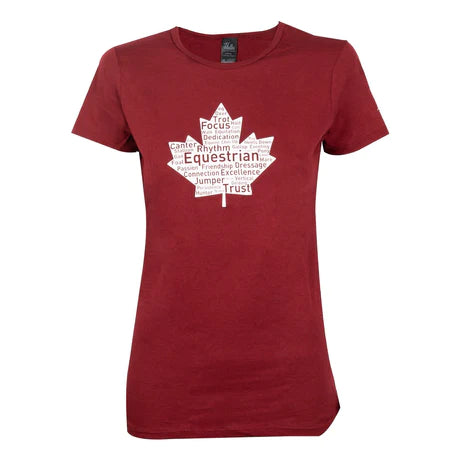 CLEARANCE Halter Equestrian Bamboo "CANADA" T-Shirt- BORDEAUX - Vision Saddlery