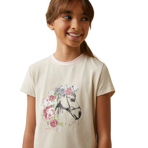 Ariat Youth "Flora" Short Sleeve T-Shirt- OATMEAL HEATHER - Vision Saddlery