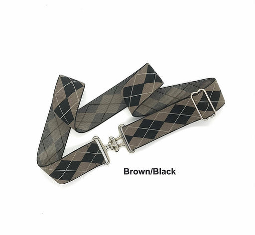 Bedford Jones Belt - Brown and Black Argyle w/ Gold Dee Ring 1.5" - Vision Saddlery