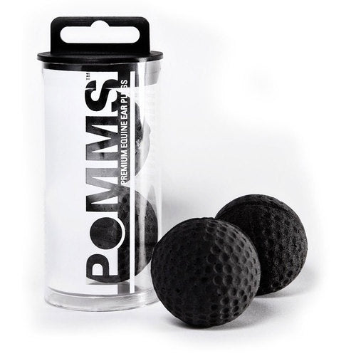 POMMs Equine Ear Plugs for horses in two colors, soft ear protection for horses, shown in close-up image.