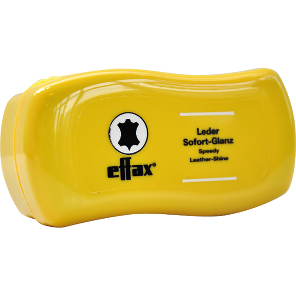Effax Speedy Shine boot care product in a container, designed to clean and shine leather boots effectively.