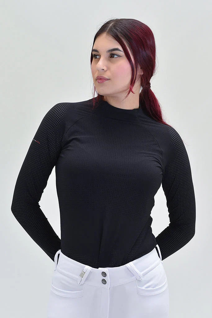 Black For Horses Willa Silky Air show shirt for horses, lightweight and breathable equestrian schooling shirt with a sleek design.