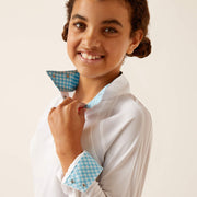 Ariat Youth Sunstopper 3.0 Long Sleeve Show Shirt - WHITE/KAMRON - Vision Saddlery