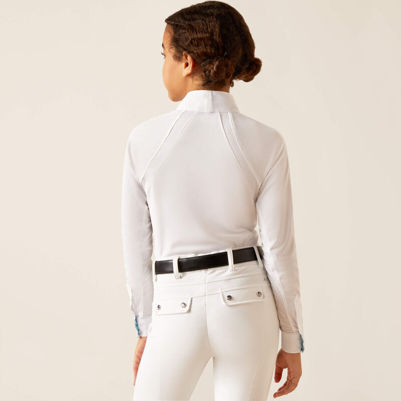 Ariat Youth Sunstopper 3.0 Long Sleeve Show Shirt - WHITE/KAMRON - Vision Saddlery
