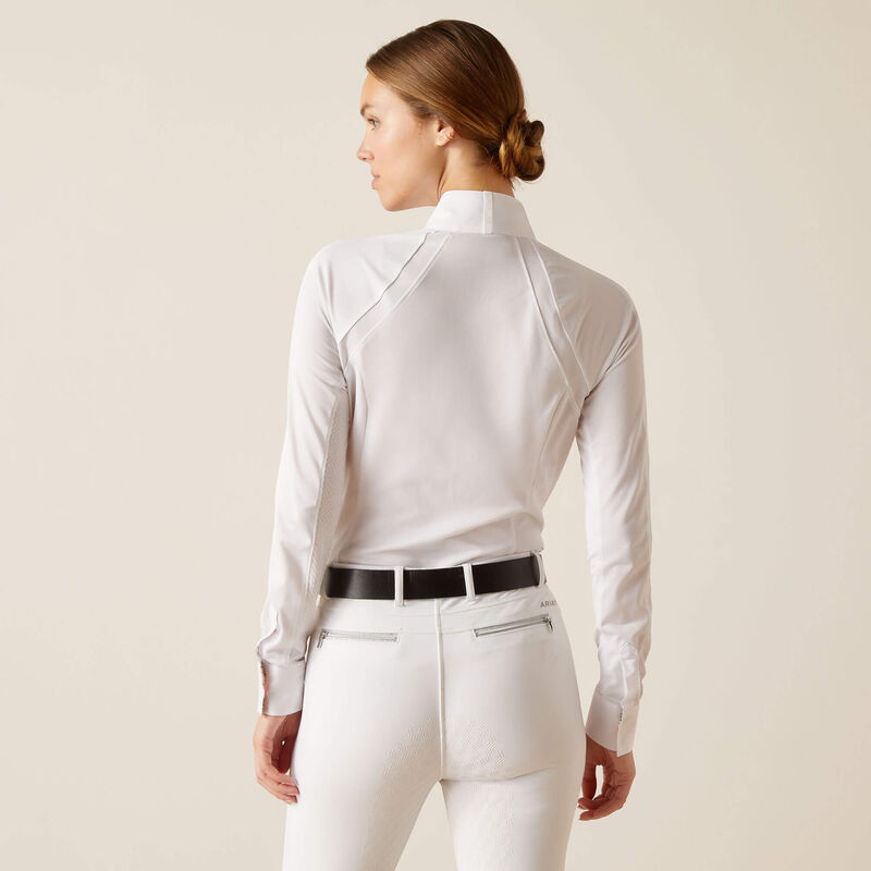 Ariat Women's Suntopper PRO 3.0 Long Sleeve Show Shirt -  White - Vision Saddlery