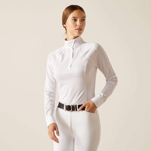 Ariat Women's Suntopper PRO 3.0 Long Sleeve Show Shirt -  White - Vision Saddlery