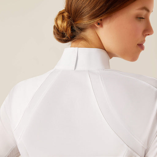 Ariat Women's Sunstopper 3.0 Long Sleeve Show Shirt - WHITE/TEA ROSE - Vision Saddlery