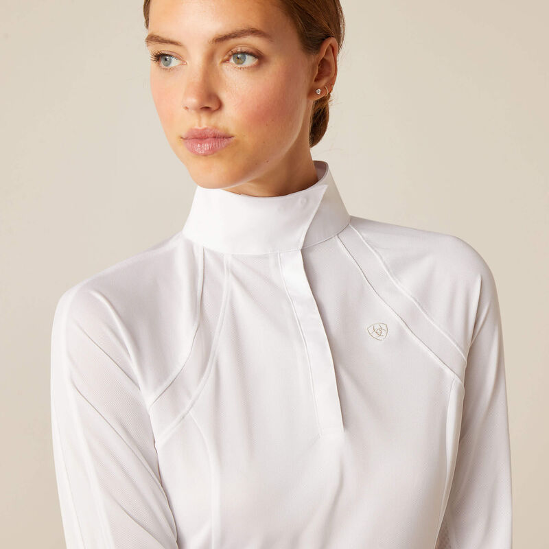 Ariat Women's Sunstopper 3.0 Long Sleeve Show Shirt - White - Vision Saddlery