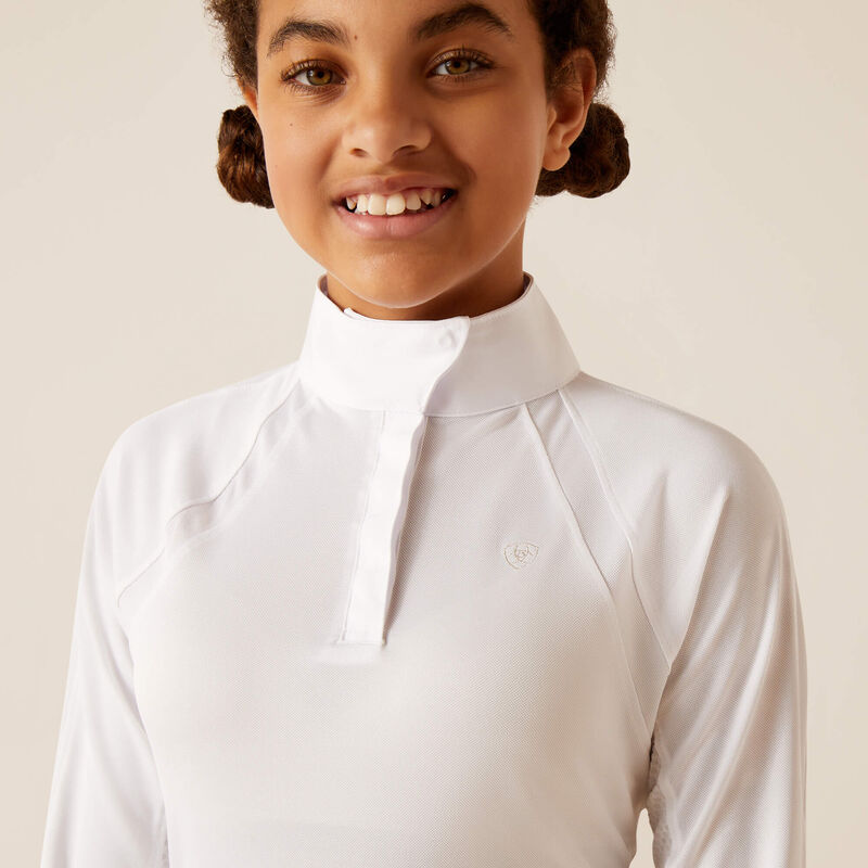 Ariat Youth Sunstopper 3.0 Long Sleeve Show Shirt - WHITE - Vision Saddlery