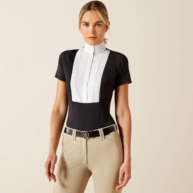 Ariat Women's LUXE Short Sleeve Show Shirt - BLACK - Vision Saddlery