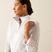Ariat Women's Sunstopper 3.0 PRO Long Sleeve Show Shirt - WHITE/PRIMO TEAM - Vision Saddlery