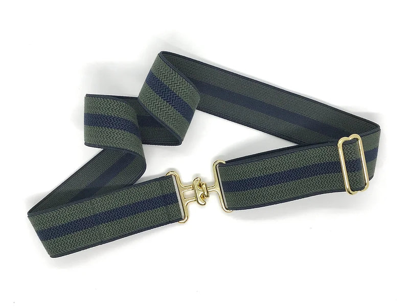 Bedford Jones Belt - Green/Navy w/ Gold Surcingle 1.5" 🇨🇦 - Vision Saddlery