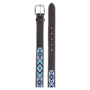 Equinavia Estelle Hand Beaded Belt - DARK BROWN/NAVY - Vision Saddlery