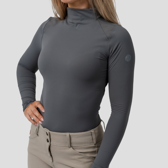 TKEQ the CHLOE High Collar Technical Top - SLATE - Vision Saddlery