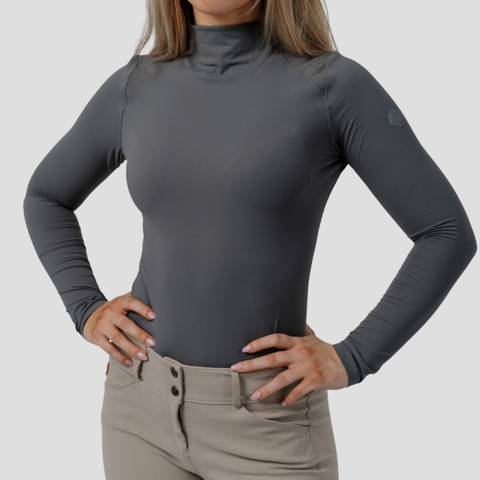 TKEQ the CHLOE High Collar Technical Top - SLATE - Vision Saddlery