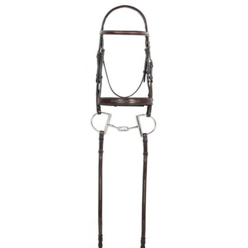 Ovation Classic raised leather bridle with wide noseband and reins, featuring comfort crown design, by Ger Ryan.