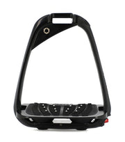 Flex-On Iron-S Inclined Ultra Grip Safety Stirrup for riding, featuring ergonomic design and enhanced grip for secure foot placement.