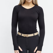 TKEQ Kennedy Seamless Long Sleeve 2.0  V-Neck - CLASSIC BLACK - Vision Saddlery