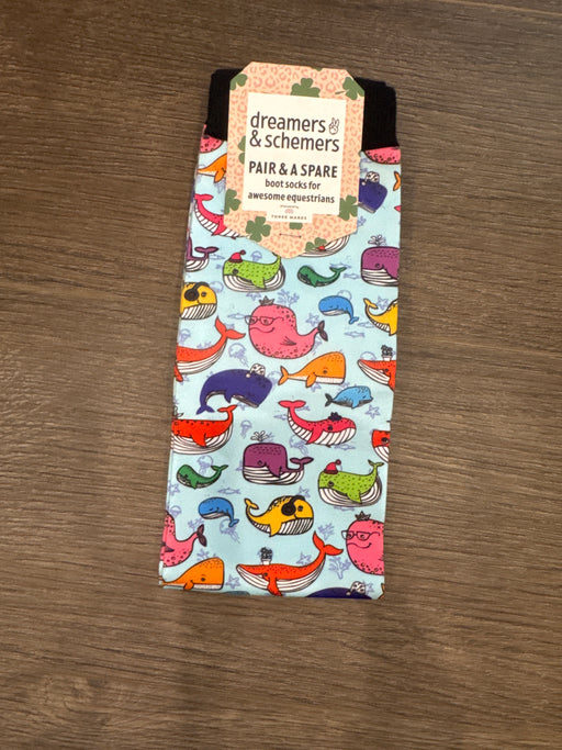 Dreamers & Schemers Boot Sock - Whale,Whale, Whale - Vision Saddlery