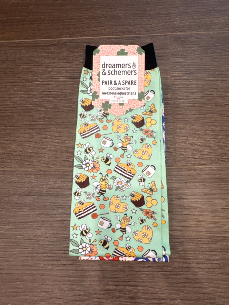 Dreamers & Schemers Boot Sock - Bee Groovy - Vision Saddlery