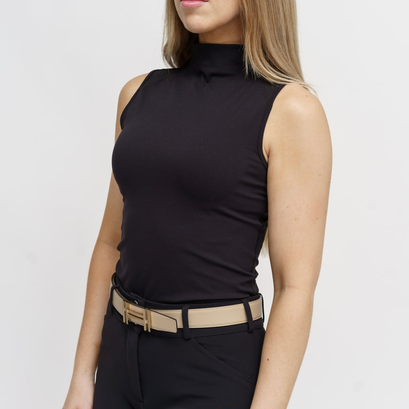 TKEQ the CHLOE High Collar Sleeveless Top - BLACK - Vision Saddlery