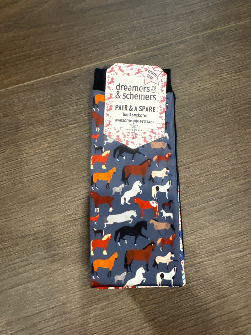 Dreamers & Schemers YOUTH Boot Sock - Horse Breeds - Vision Saddlery