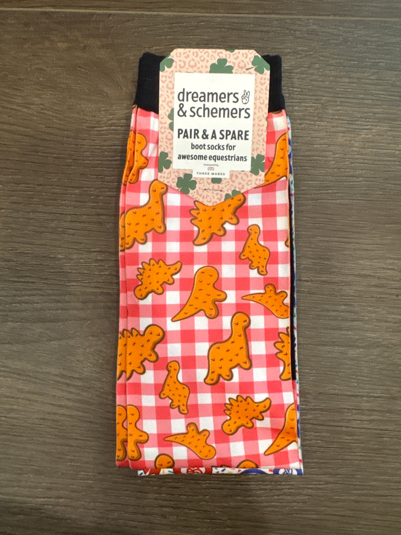Dreamers & Schemers YOUTH Boot Sock - Dino Nuggies - Vision Saddlery