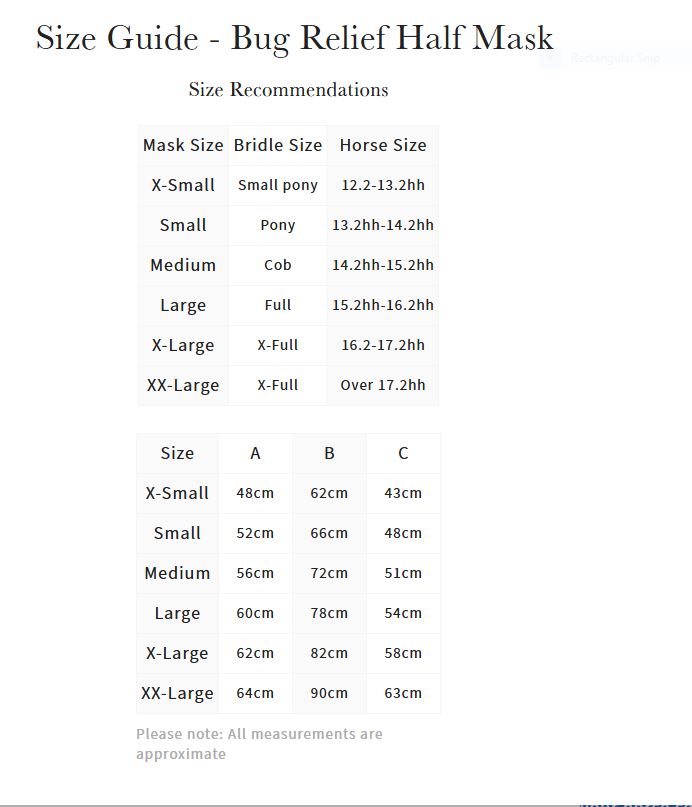 LeMieux Bug Relief Half Mask - Various Colours - Vision Saddlery