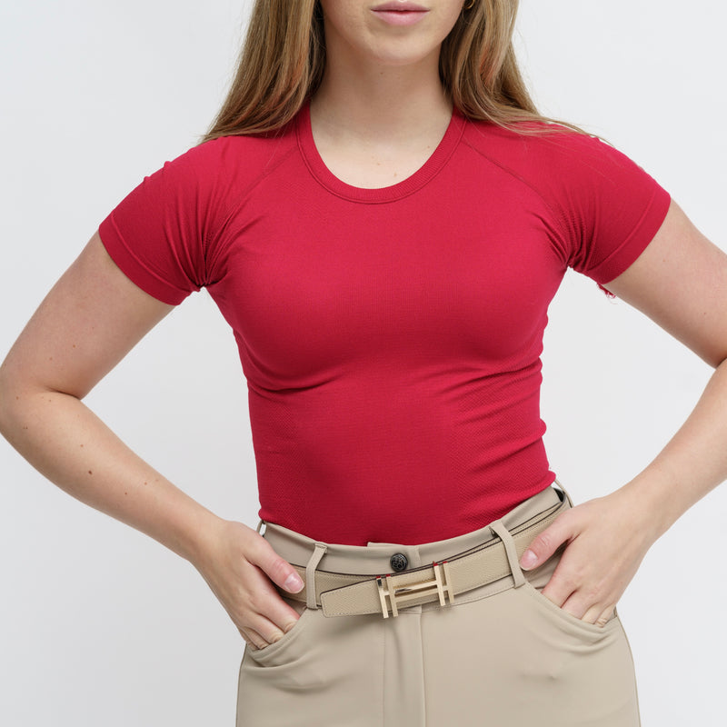 TKEQ Kennedy Seamless 2.0 Short Sleeve - SOUR CHERRY - Vision Saddlery
