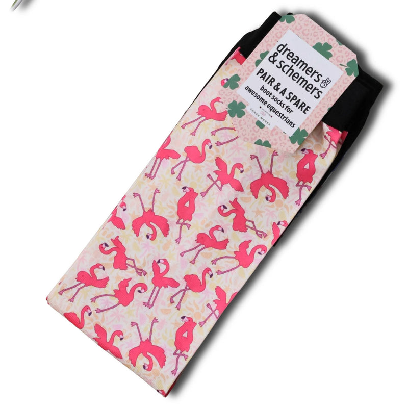 Dreamers & Schemers Boot Sock - Flamingo Dance - Vision Saddlery