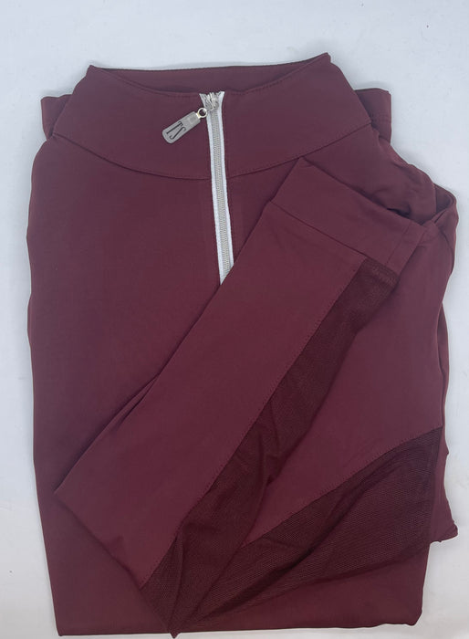 Tailored Sportsman Icefil Long Sleeve- CRANBERRY W/ SILVER ZIP - Vision Saddlery