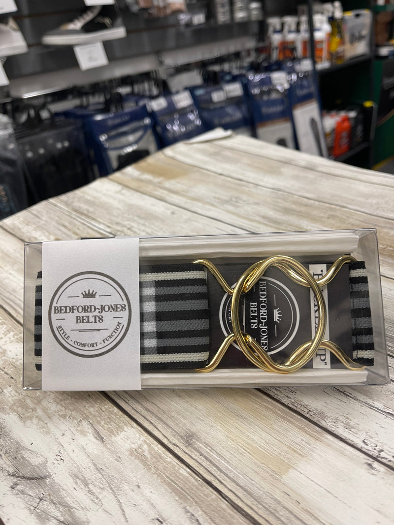 Bedford Jones Belt - Bedford Plaid Ecru with Gold Swizzle 2.0" - Vision Saddlery