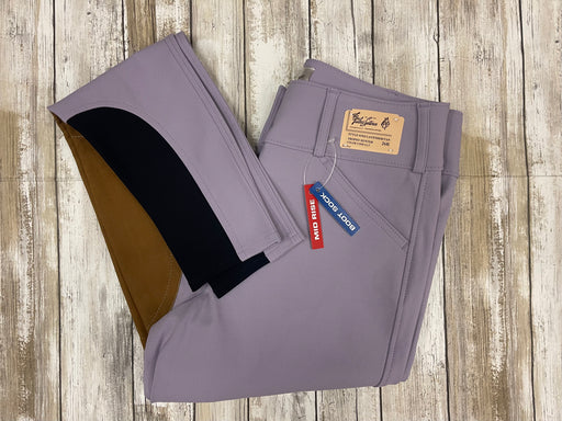 Tailored Sportsman Mid Rise Trophy Front Zip Boot Sock Breech - Lavender/Tan - Vision Saddlery