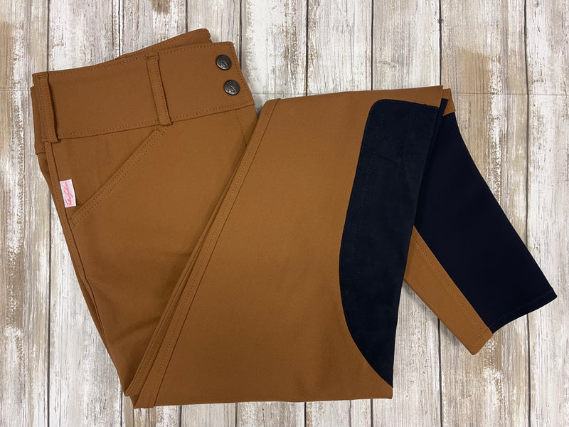 Tailored Sportsman Mid Rise Trophy Front Zip Boot Sock Breech - Vicuna/Black - Vision Saddlery