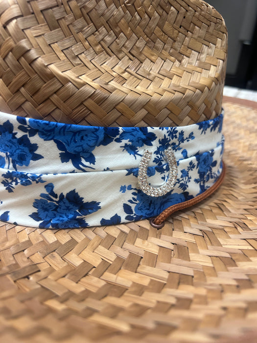 Riata Designs Original Hat - Blue Floral Double Wrap