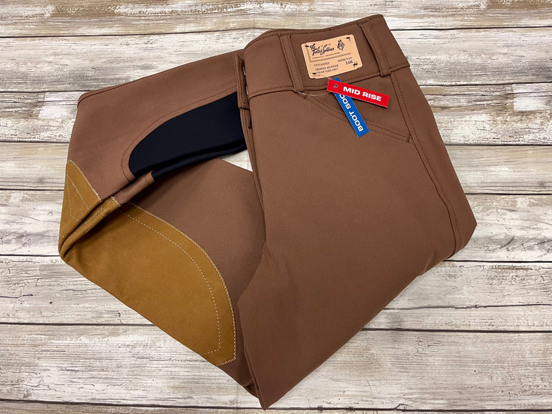 Tailored Sportsman Mid Rise Trophy Front Zip Boot Sock Breech - Mink/Tan - Vision Saddlery