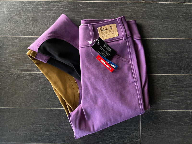 Tailored Sportsman Mid Rise Trophy Hunter Front Zip Boot Sock Breech - Violet & Tan - Vision Saddlery