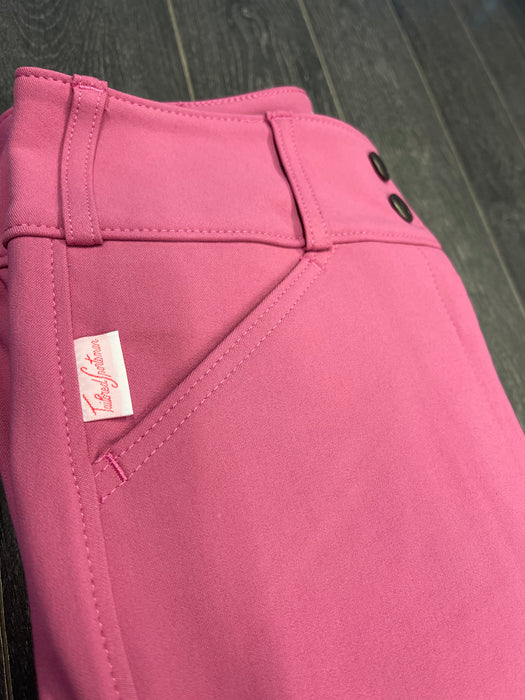 Tailored Sportsman Mid Rise Trophy Hunter Front Zip Boot Sock Breech - Pinkberry/Tan - Vision Saddlery