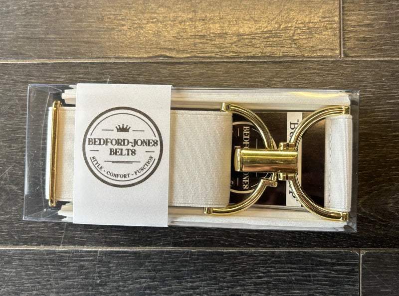 Bedford Jones Belt -White with Gold D-Ring 2.0" 🇨🇦 - Vision Saddlery