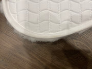 LeMieux Merino ProSorb 2 Pocket half pad in white, showing soft merino lining and contoured saddle design