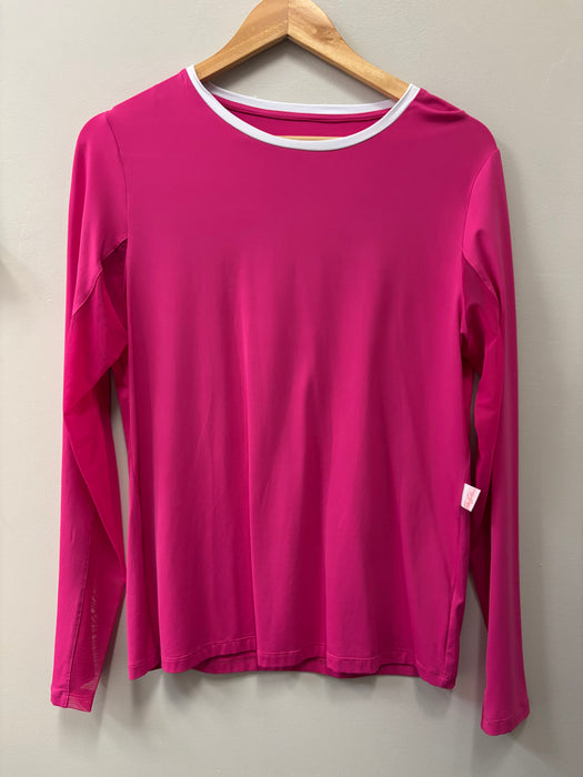 Tailored Sportsman Long Sleeve Icefil Crewneck - HOT PINK/WHITE