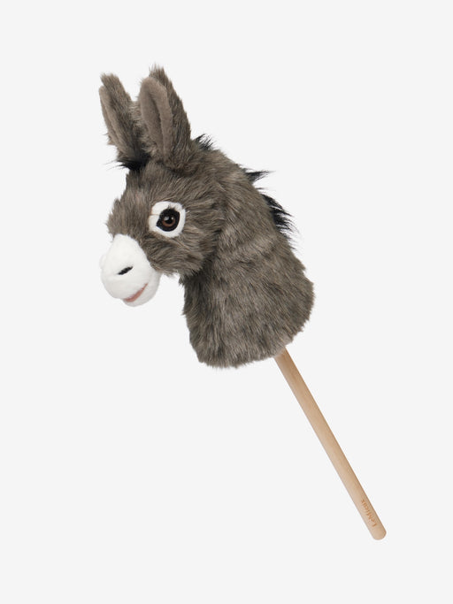 LeMieux Mini Hobby Horse Daphne featuring a soft plush body and a wooden stick for imaginative play.
