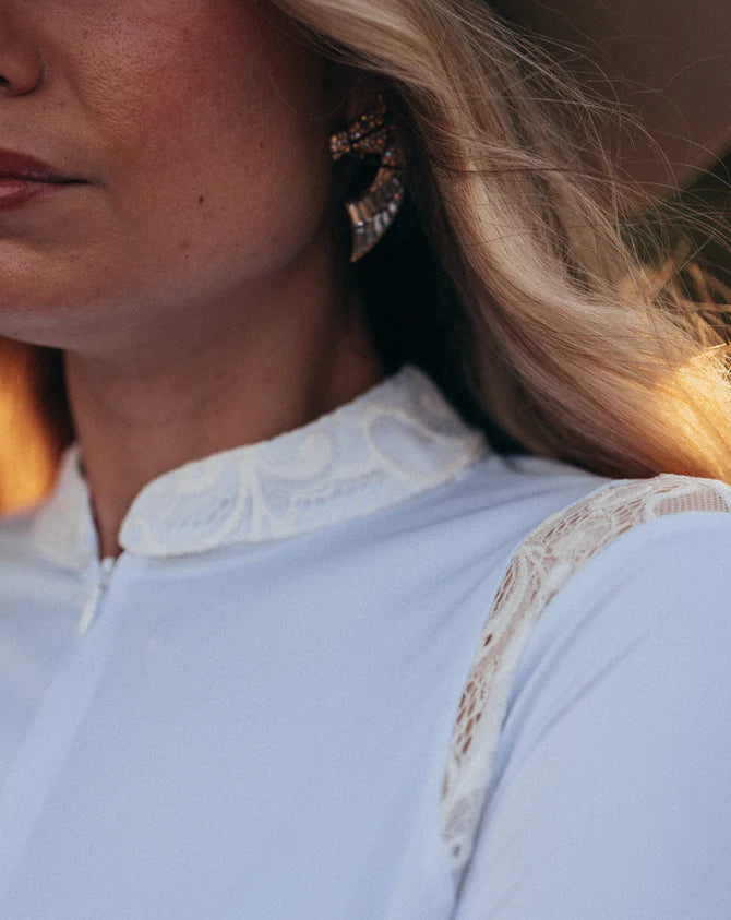 Le Fash Ettie Lace Long Sleeve - WHITE - Vision Saddlery