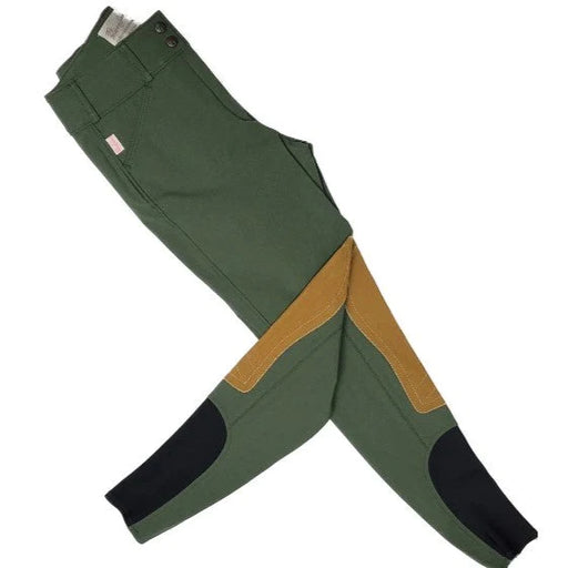 Tailored Sportsman Mid Rise Trophy Hunter Front Zip Boot Sock Breech - Loden Green & Tan - Vision Saddlery