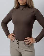 TKEQ the CHLOE High Collar Technical Top - ESPRESSO - Vision Saddlery