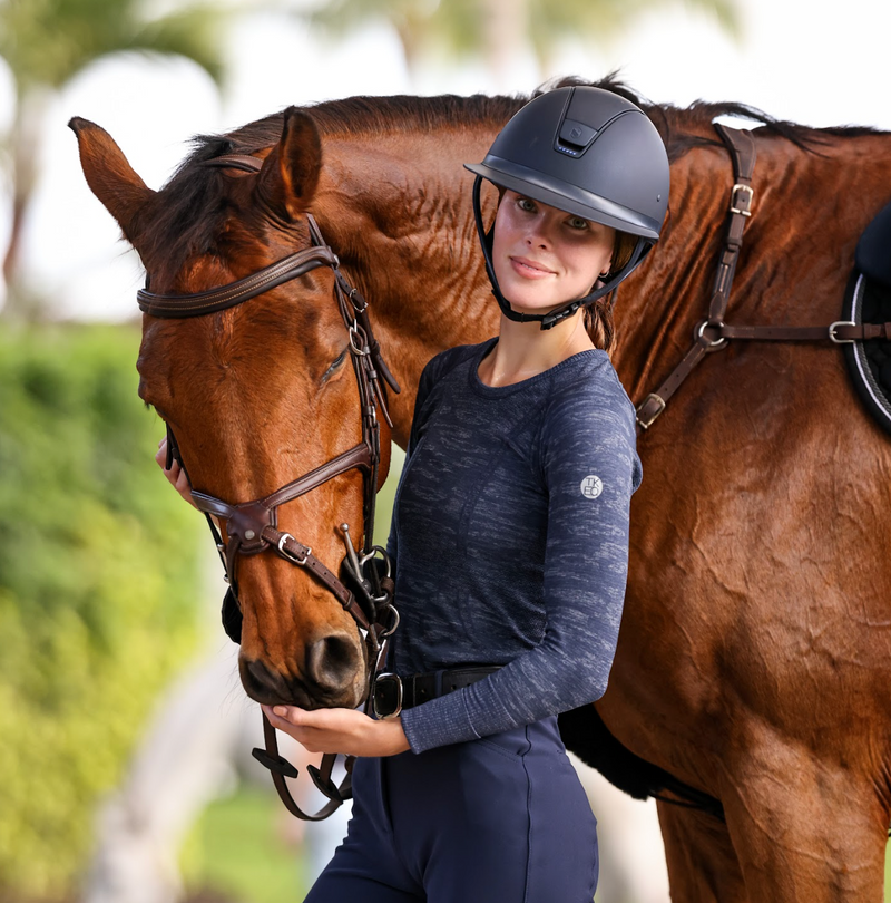 TKEQ Kennedy Seamless Long Sleeve - NAVY CAMO - Vision Saddlery