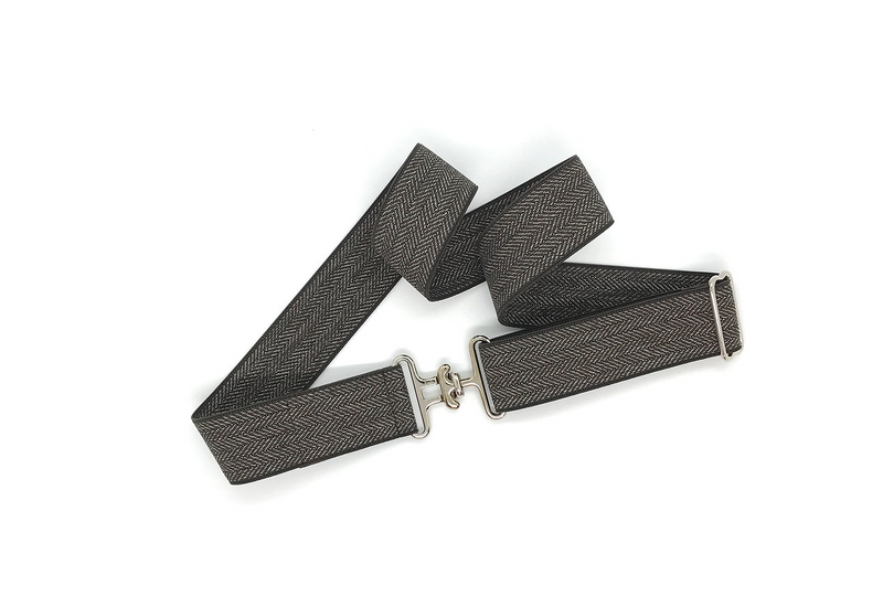 Bedford Jones Belt - Brown Herringbone with Silver Swizzle 1.5" - Vision Saddlery